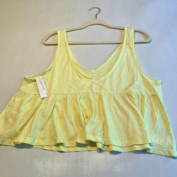 Abound Womens Cropped Tank Top Peplum Waist Raw HemYellow Size‎ XL - Picture 9 of 10
